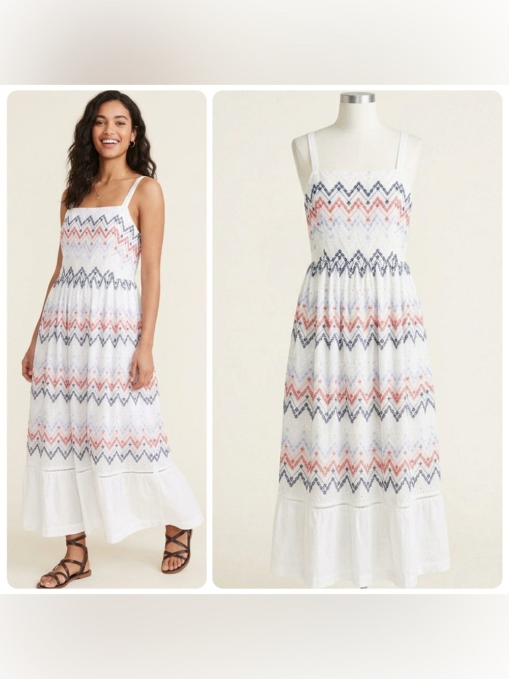 Sabina Musayev Fiji White Embroidered Midi Sun Dress w/Pockets Boho Resort XL